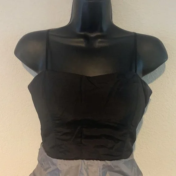 City Triangles Size 7 Black & Grey Strapless Ruffle Mini Dress Party Y2K Formal - Picture 9 of 10